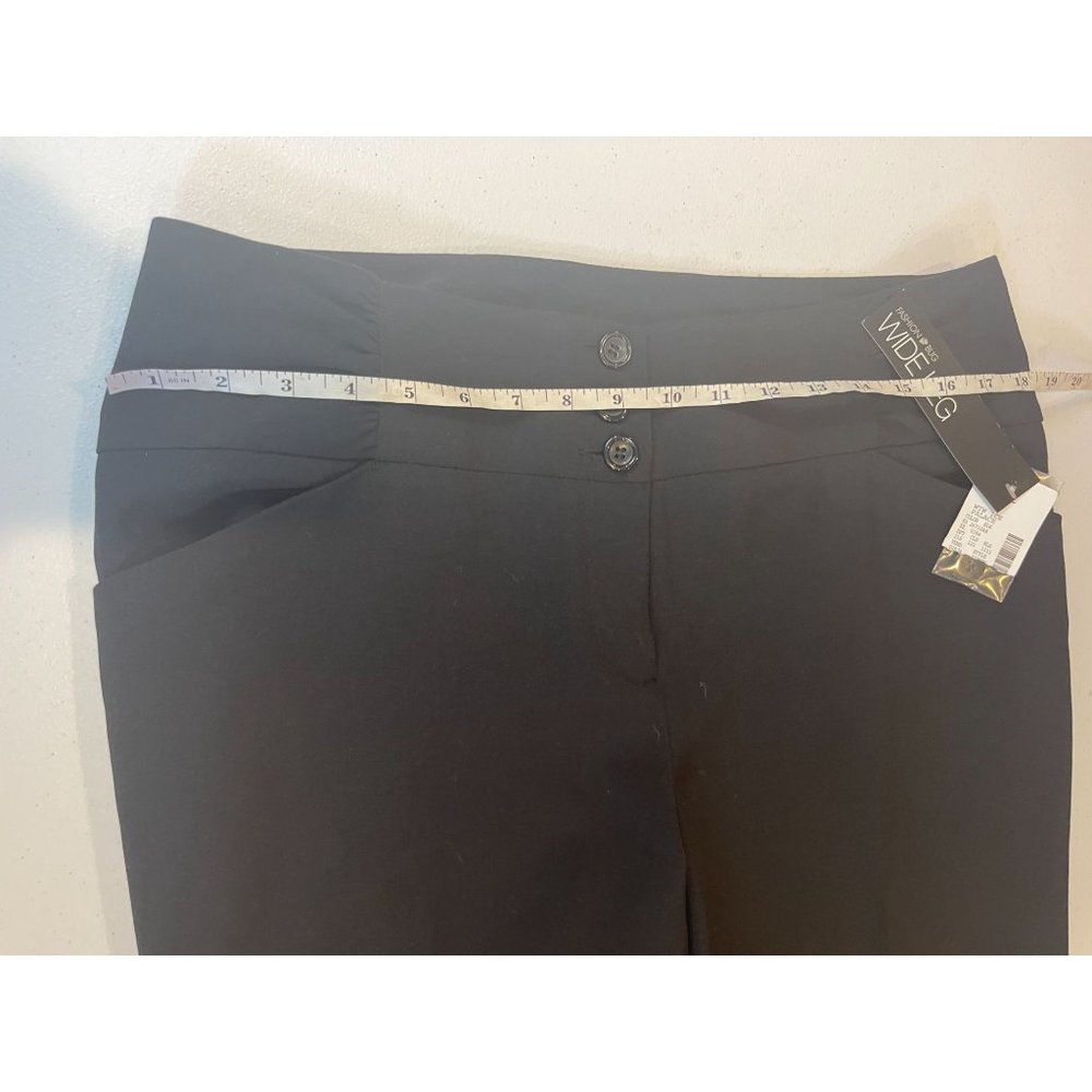 Fashion Bug Womens Dress Pants CW13010984 Wide Leg Front Button Black Size 12 - Picture 5 of 11
